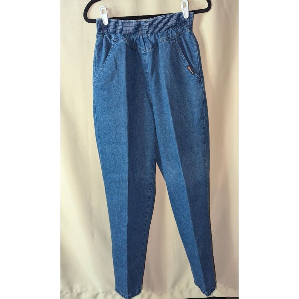 Vintage 90s Route 66 High Waist Elastic Pull On Mom Jeans Tapered Leg Women's 10